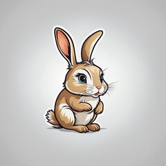 Vector cartoon illustration of a cute rabbit as a symbol of nature and design