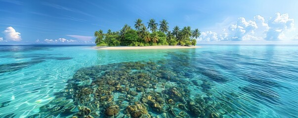 Tropical island with crystal-clear water