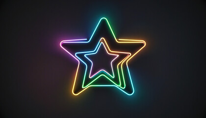 Wall Mural - minimalist three-dimensional neon star glowing with linear rays in a futuristic geometric background