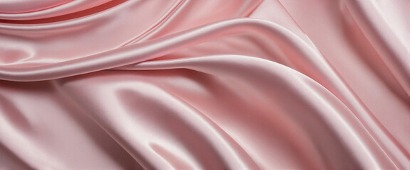 Wall Mural - Elegant pink silk drapery texture design with luxurious satin material and flowing waves for a romantic and beautiful banner with copy space