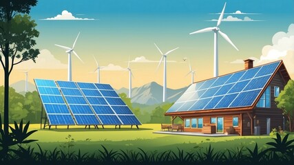 Wall Mural - Illustration of renewable energy sources