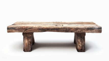 Wall Mural - Rustic wooden table on white background for product display or design with clipping path