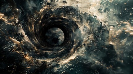 Wall Mural - a black and white photo of a large hole in the ground, ai