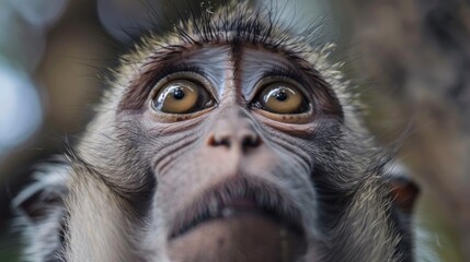 Canvas Print - Monkey searching for food up close