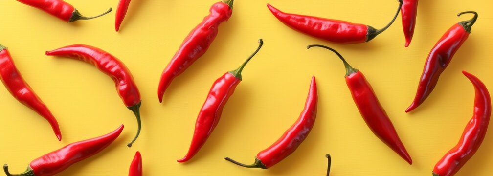 Extra spicy red chili pepper horizontal banner wallpaper background

