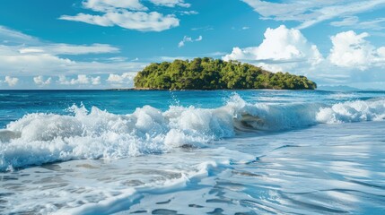 Wall Mural - Ocean Waves on an Island as a Background Wallpaper