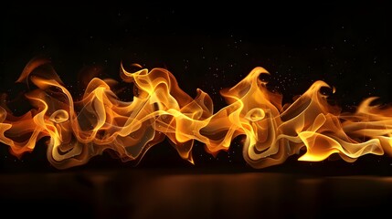 Wall Mural - fire and flames isolated on black background (generative ai)