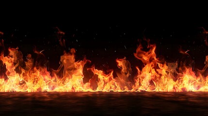 Wall Mural - fire and flames isolated on black background (generative ai)