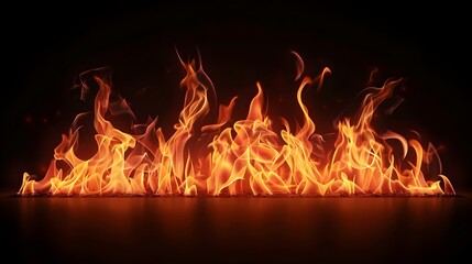 Wall Mural - fire and flames isolated on black background (generative ai)