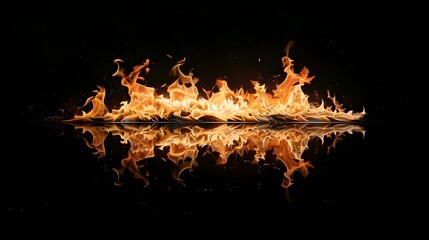 Wall Mural - fire and flames isolated on black background (generative ai)