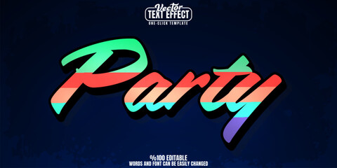 Retro editable text effect, customizable party and vintage 3d font style