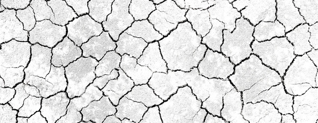 Texture soil dry crack background pattern of drought lack of water of nature white black old broken.