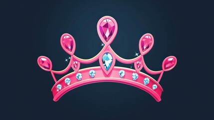 Wall Mural - A pink crown with diamonds and pearls
