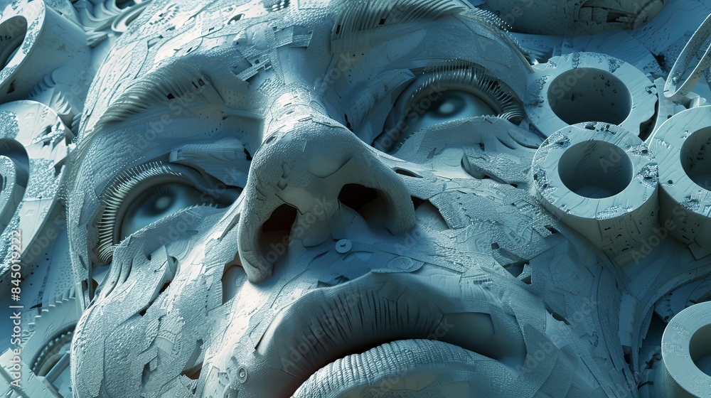 a feared face from being watched sculpture made on the concept of