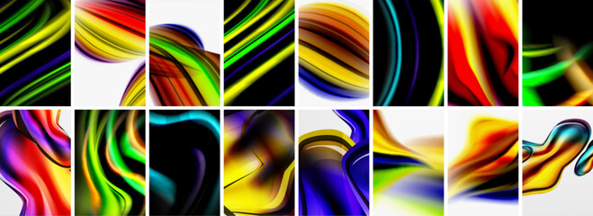 Sticker - Collection of abstract background with waves, colorful shapes and 3d shadow effect. Vector Illustration For Wallpaper, Banner, Background, Card, Book Illustration, landing page