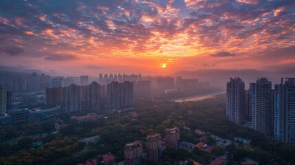 Wall Mural - City View in the Morning