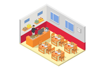 Poster - Isometric restaurant