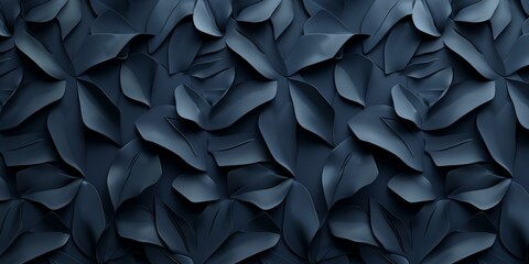 Wall Mural - A close-up of an abstract background made from dark blue paper leaves with a 3D effect