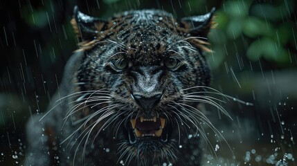 Poster - Black panther in the rainforest, 4k wallpaper - beautiful panther hd, angry  