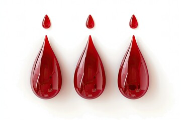 Wall Mural - illustration of three red drop blood on white background 