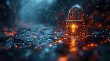 Wall Mural - Digital image of the lock. The concept of aesthetic security. Big data flow. Modern data safety backdrop. Generative AI