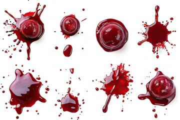 Wall Mural - different collection of blood paint on white background 