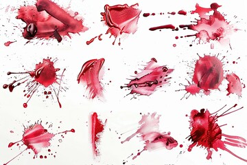 Wall Mural - different collection of blood paint on white background 