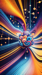 Wall Mural - A vibrant background is encircled by several colorful balls.