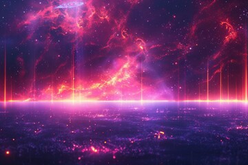 Wall Mural - a colorful space background with a blue and purple sky and a purple and blue sun