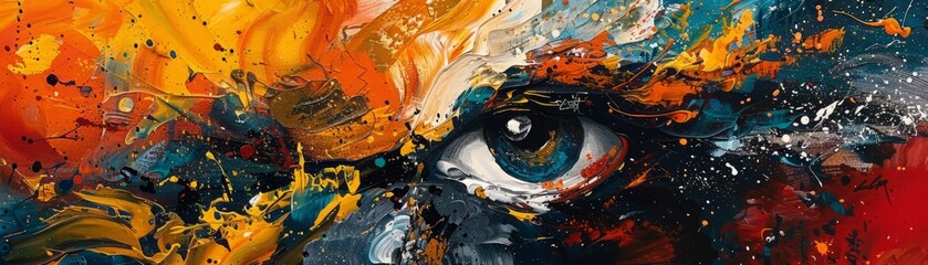 Abstract Eye Painting with Vibrant Colors.