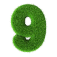 Grass Green 3D Number 9