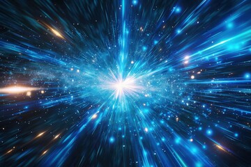 Wall Mural - abstract burst of light with blue hues. futuristic background
