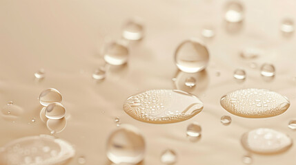 Wall Mural - Drops of water on a beigel bright color background.