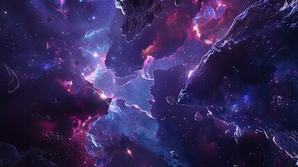 Wall Mural - Purple space stars and sparkles