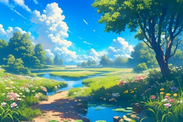 Wall Mural - Peaceful natural landscapes for your visual project