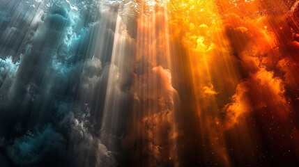 A collage of sunrays piercing through ethereal clouds, a metaphor for the divine presence. Each image bathed in ambient light, casting subtle shadows that evoke a sense of reverence and the sacred. 