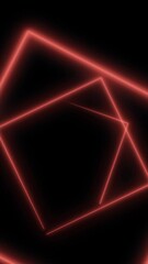 Wall Mural - the square neon tunnel of squares. media. spinning laser beams creating squared shapes on a black ba