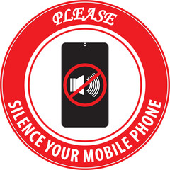 Canvas Print - Please silence your mobile phone sign sticker vector.eps