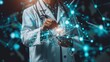 © NAIMAH - Doctor Holding a Stethoscope with Futuristic Network Graphic