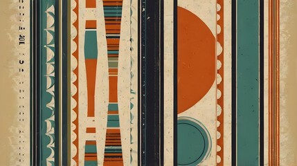 Wall Mural - abstract stylish retro vintage era line frame illustration 1970 shapes vector style stripes background poster design graphic Generative AI 