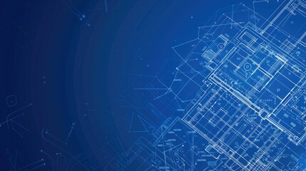 background construction blueprint landing image, blank space for text.