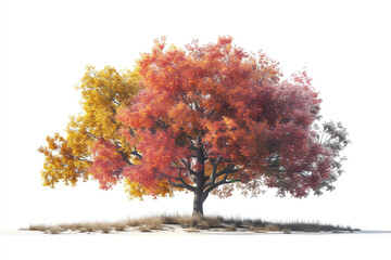 Wall Mural - Autumnal large trees colors cutout transparent backgrounds 3d render png


