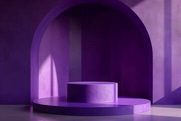Wall Mural -  cylinder pedestal podium display, Empty room background.purple