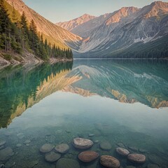 Wall Mural - Mountain Reflection in Crystal Clear Lake.
