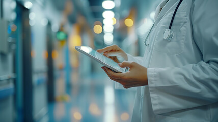Healthcare and medicine. Medical and technology. Doctor working on digital technology.