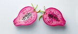 Half of a ripe pitahaya fruit isolated on a white background