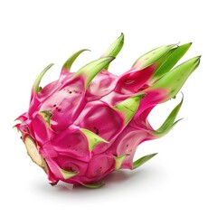 Wall Mural - Dragon fruit, pitaya isolated on white background with clipping path. Paraphrased: Dragon fruit, pitaya showcased on a white background with clipping path.