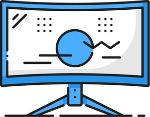 Fototapete - Computer display or monitor software thin line color icon. Digital technology hardware support, computer driver application or software develop line vector icon or pictogram with PC screen