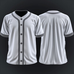 Wall Mural - white striped Baseball Jersey mock up, black background, Ai Generated Images