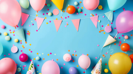 Birthday balloons banner background.